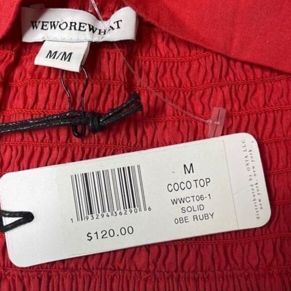 WeWoreWhat Womens Y2K Solid Obe Ruby Coco Crop Top Blouse Medium New - Picture 14 of 16
